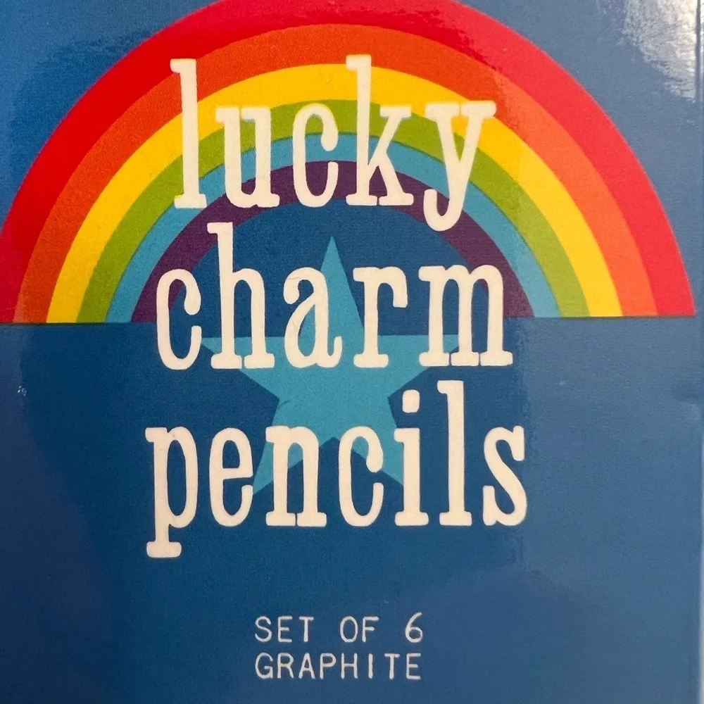 Int'l Arrivals/OOLY Lucky Charm Glitter Graphite 6 Pencils w/Star Charm Attached